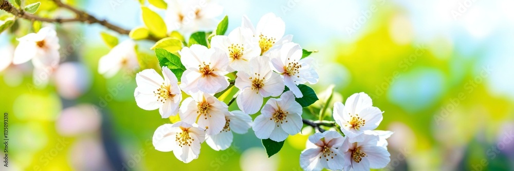 Blooming In Spring - With Trend Colors Palette - Almond Flowers In Sunny Blurred Background Blooming In Spring - With Trend Colors Palette - Almond Flowers In Sunny Blurred Background