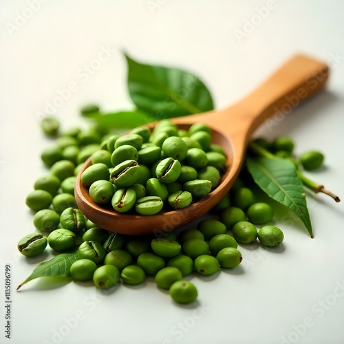 spoon with green coffee