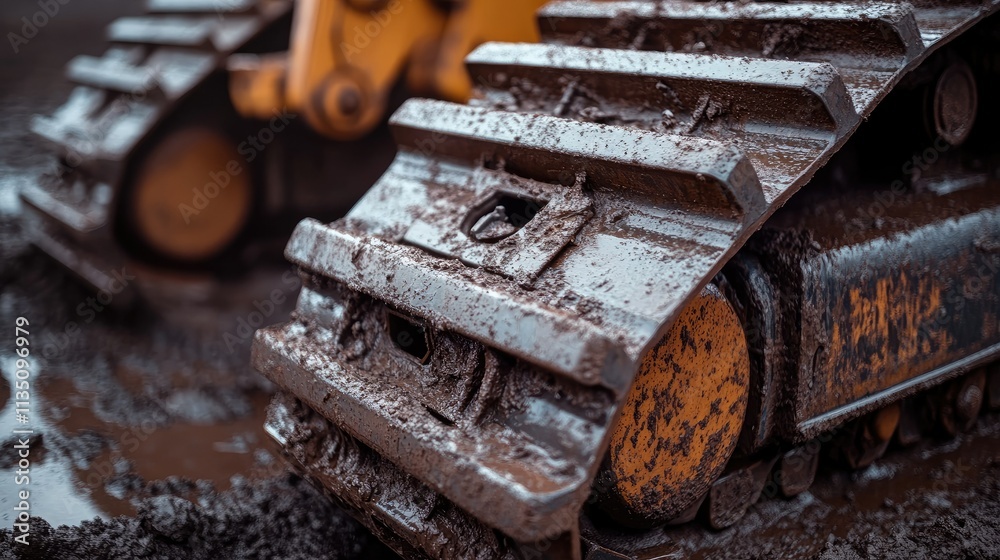 Muddy Tracks of a Powerful Bulldozer Muddy Tracks of a Powerful Bulldozer
