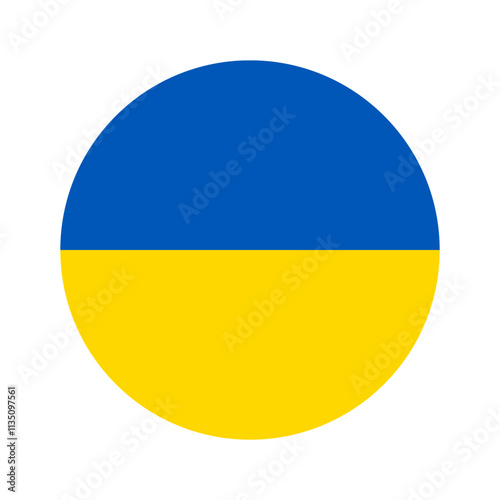 This is a circular design representing the Ukrainian Flag, showcasing its vibrant colors