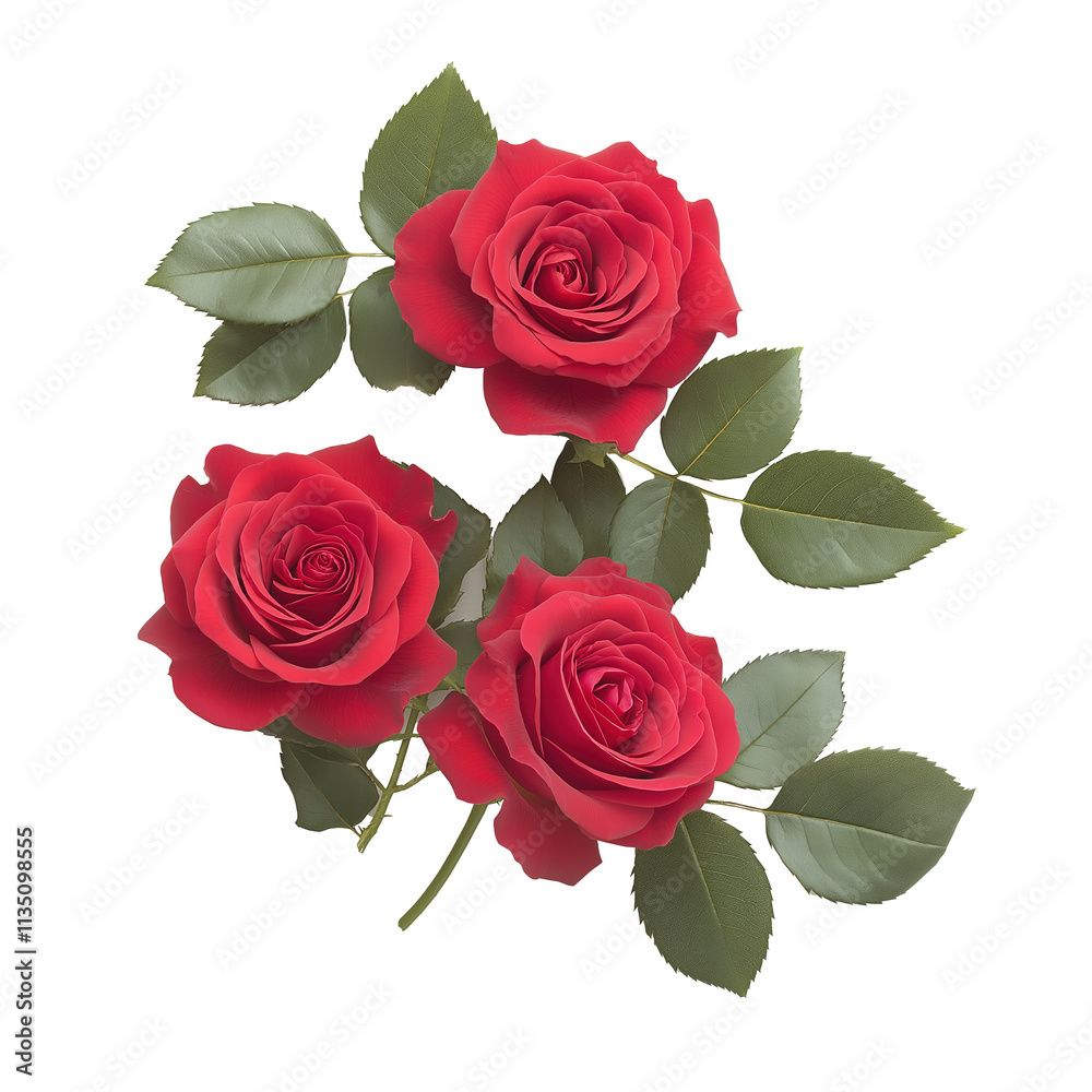 Naklejka premium Three Red Roses Bloom