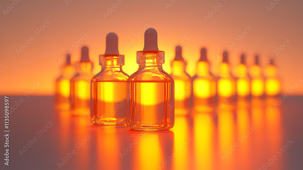 Essential oils for skin glow in warm hues, arranged elegantly against a sunset backdrop, evoking tranquility and wellness, perfect for skincare enthusiasts. Essential oils for skin glow in warm hues, arranged elegantly against a sunset backdrop, evoking tranquility and wellness, perfect for skincare enthusiasts.