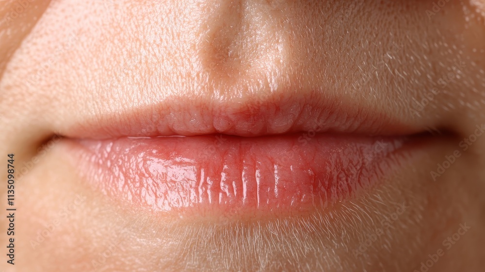 Close-Up View of Natural Lips with Soft Texture Close-Up View of Natural Lips with Soft Texture