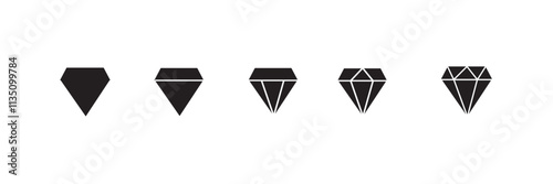 Set of Gaming, precious crystal stones. Diamond icons flat styles editable stock for mobile concept and web designs. Game diamond Vectors. Rich symbols collection isolated on transparent background.