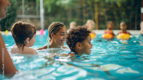 Children with a Tutor in the Pool: Fun Summer Learning and Education