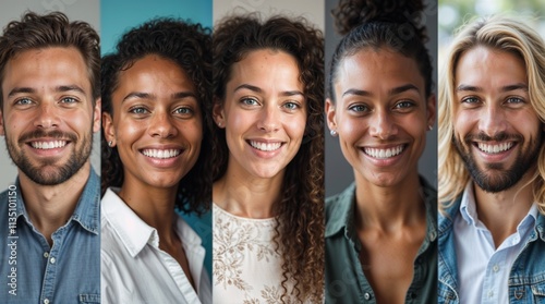 Collage of photographs of diverse people of different backgrounds, genders, races and professions smiling at the camera. Diversity 