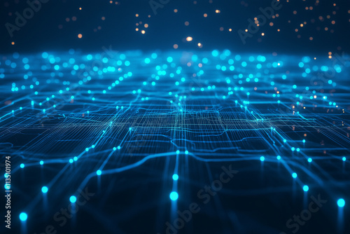 Lichtstrahlen und Wellenmuster in digitaler Abstraktion