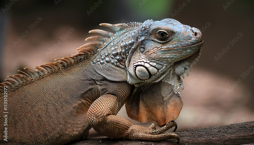Lizard Resting on a Branch in a Natural Setting Lizard Resting on a Branch in a Natural Setting