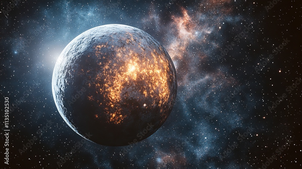 A stunning view of Earth enveloped in chaos beneath a starry sky at sunrise A stunning view of Earth enveloped in chaos beneath a starry sky at sunrise