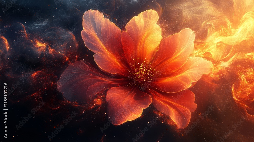 Fiery Bloom: A Cosmic Flower in a Nebula. Fiery Bloom: A Cosmic Flower in a Nebula.
