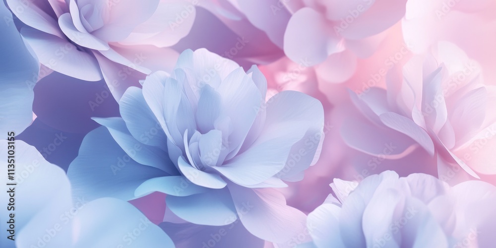 Close-up of pastel blue and pink flowers. Close-up of pastel blue and pink flowers.