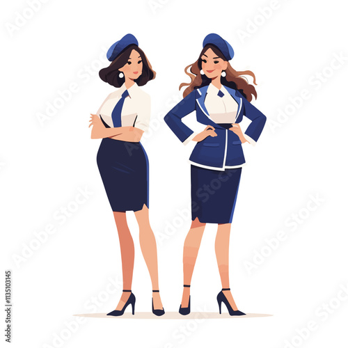 Vector design and illustration of beautiful flight attendants
