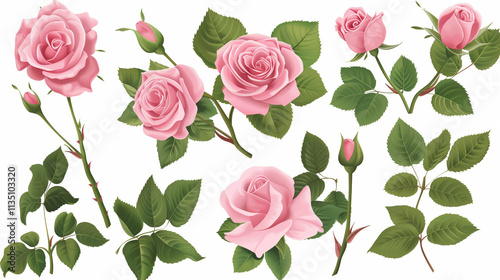 Transparent PNG of a Set of Beautiful Pink Roses – Perfect for Floral and Design Projects