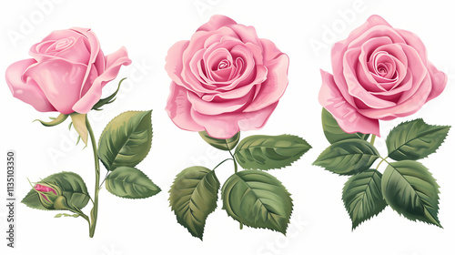 Transparent PNG of a Set of Beautiful Pink Roses – Perfect for Floral and Design Projects