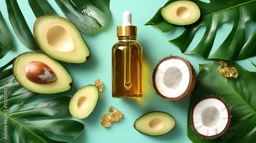 Essential oils for skin bring a refreshing and vibrant touch to your beauty routine, with rich green leaves and luscious avocados highlighting nature's bounty. Essential oils for skin bring a refreshing and vibrant touch to your beauty routine, with rich green leaves and luscious avocados highlighting nature's bounty.