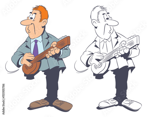 Funny man with guitar.