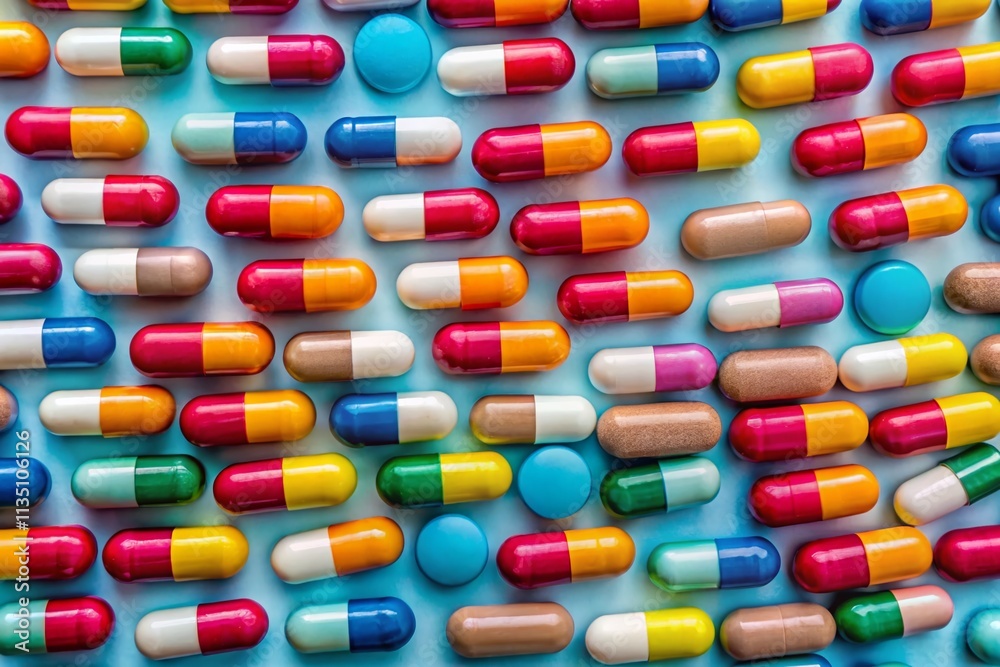 Panoramic View of Neatly Arranged Rows of Paracetamol Pills on a Clean Surface, Showcasing Various Colors and Sizes in a Clinical Setting, Ideal for Health and Wellness Themes Panoramic View of Neatly Arranged Rows of Paracetamol Pills on a Clean Surface, Showcasing Various Colors and Sizes in a Clinical Setting, Ideal for Health and Wellness Themes