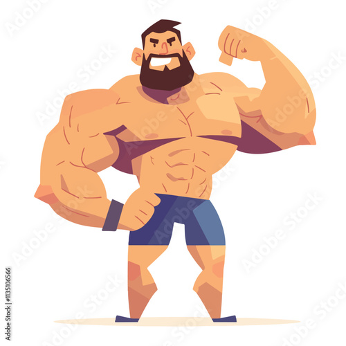 Illustration of a muscular man and bodybuilder face vector
