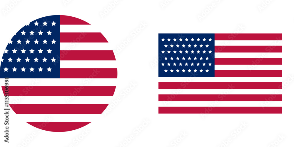 Obraz premium Flag of USA icon United States American national symbol. Vector illustration