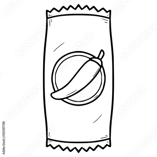 hot sauce sachet illustration hand drawn outline vector