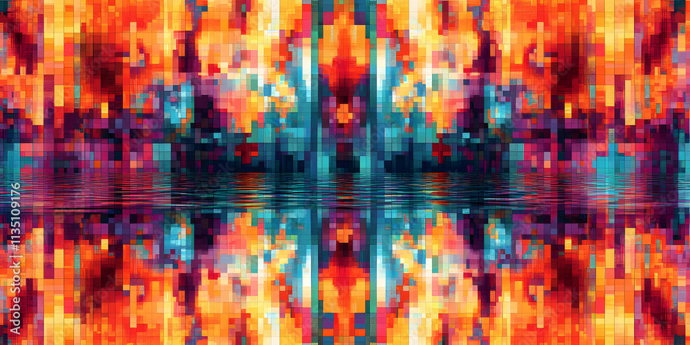 Fototapeta premium Fiery Cityscape Reflection 