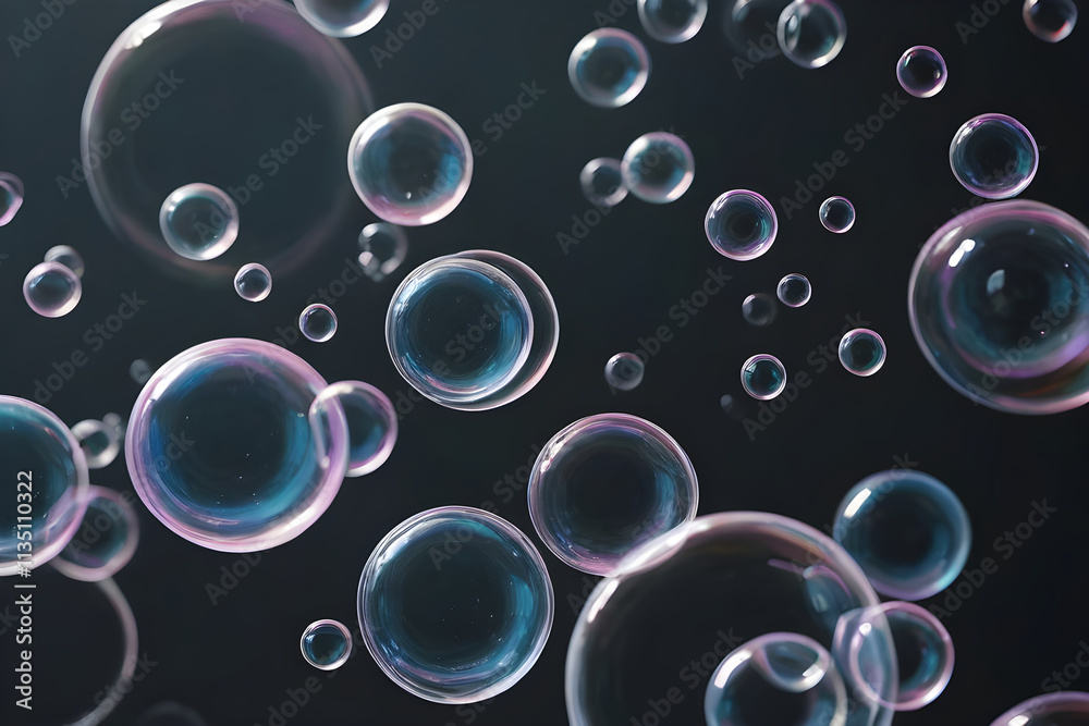 Soap bubbles floating on a dark background creating a dreamlike atmosphere Soap bubbles floating on a dark background creating a dreamlike atmosphere