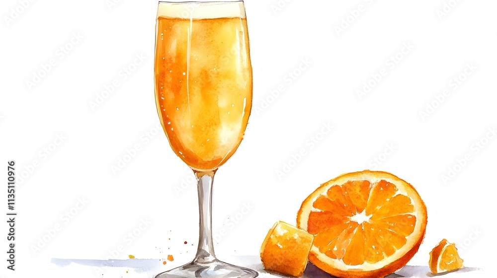 Refreshing Orange Juice in a Tall Glass with Fresh Orange Slices on a Clean White Background Ideal for Healthy Lifestyle and Beverage Promotions Refreshing Orange Juice in a Tall Glass with Fresh Orange Slices on a Clean White Background Ideal for Healthy Lifestyle and Beverage Promotions