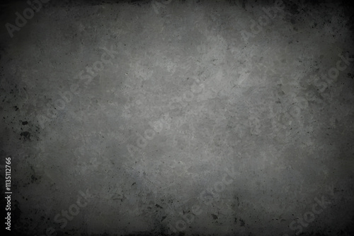 Dark grunge concrete wall background texture with vignette