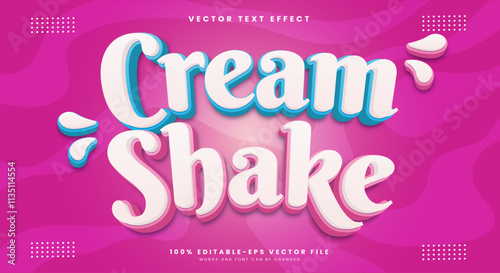 Cream Shake 3d editable text effect Template suitable for Tasty food products