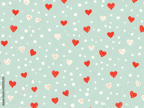 A pastel background featuring scattered hearts and dots, ideal for festive designs. photo