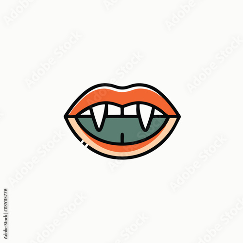 Handdrawn Vampire Horror Teeth With Vector illustration