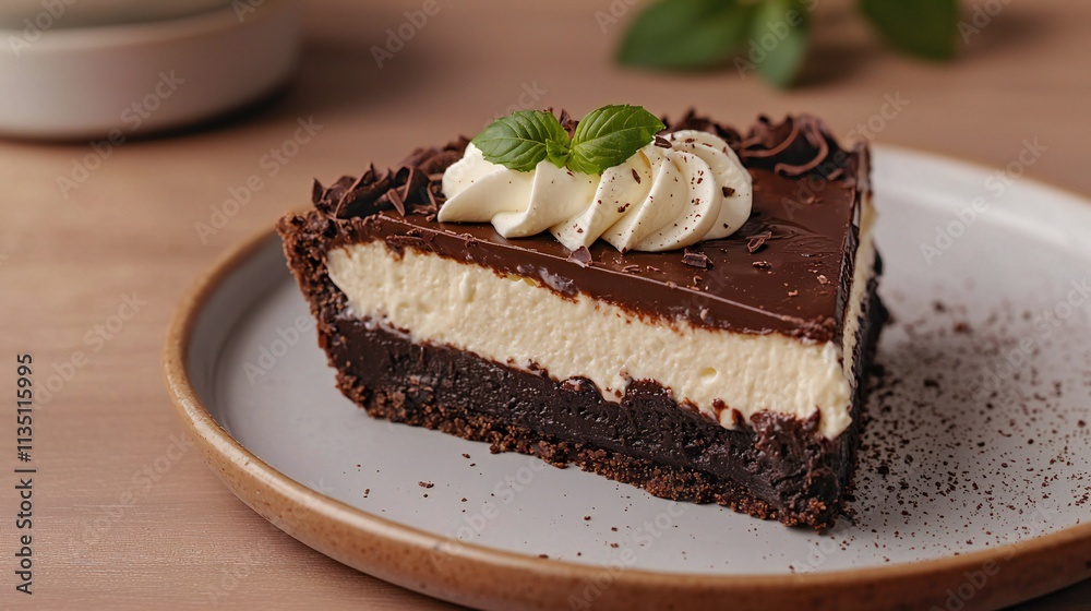 Delicious Chocolate Cream Pie Slice Dessert Food Photography Delicious Chocolate Cream Pie Slice Dessert Food Photography