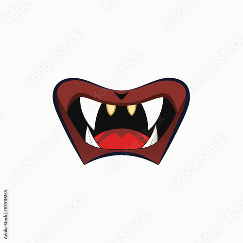 Vampire night in Halloween’s day. Vampire teeth with blood for Vector illustration