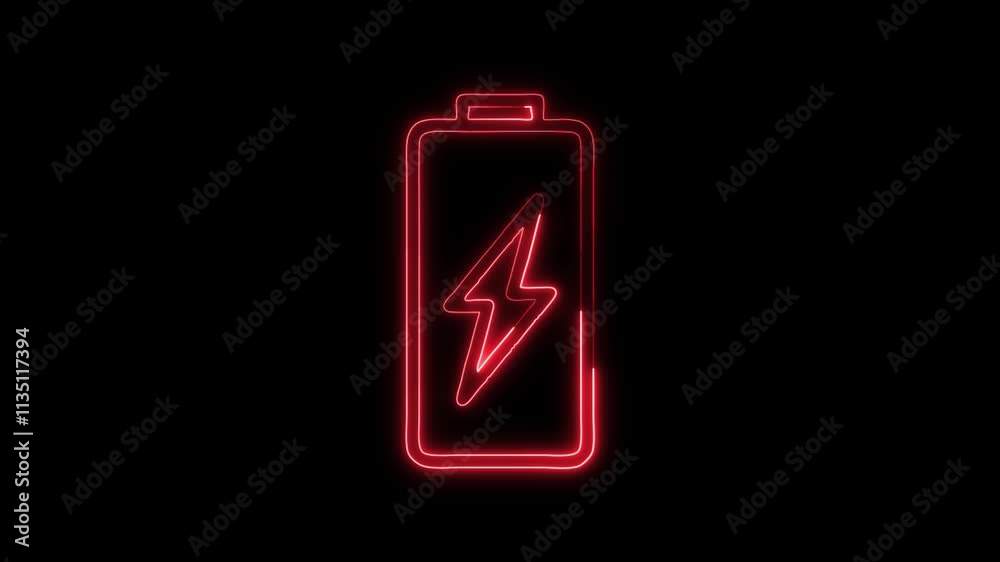 Glowing neon Battery icon isolated on black background. HD Video motion graphic animation Glowing neon Battery icon isolated on black background. HD Video motion graphic animation