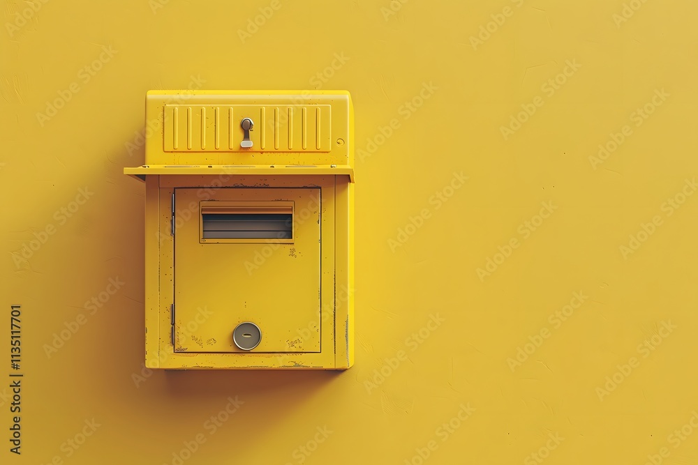 Bright Yellow Mailbox Against a Vibrant Yellow Wall Bright Yellow Mailbox Against a Vibrant Yellow Wall