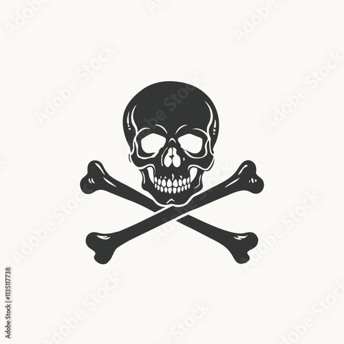 skull crossbones minimalist vector line icon vector for web and mobile app