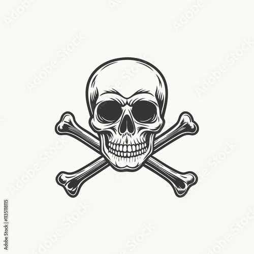 skull crossbones minimalist vector line icon. Isolated vector illustration. Cute skull icon vector for web and mobile app