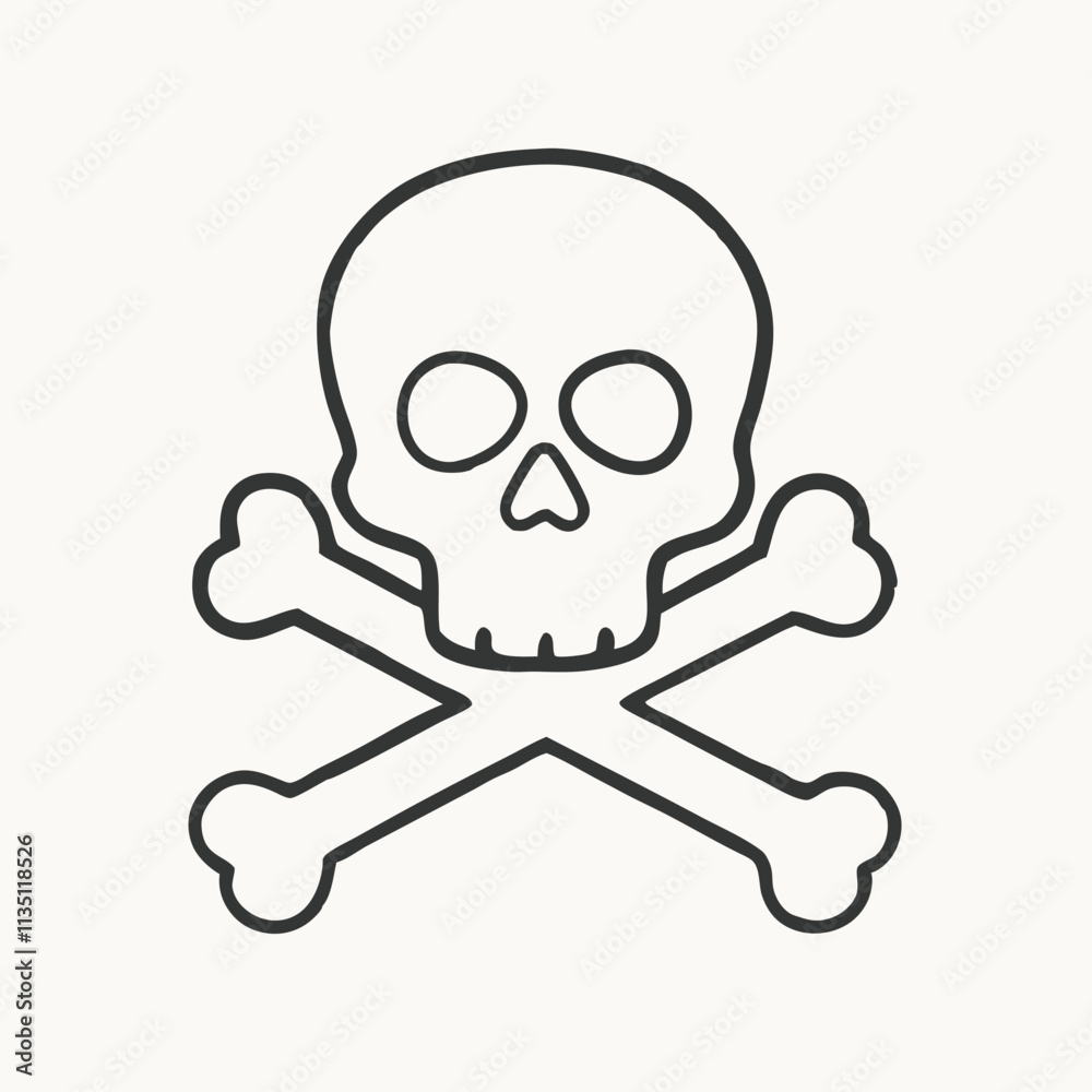 Black silhouette Illustration shows a skull and crossbones on a white background Black silhouette Illustration shows a skull and crossbones on a white background