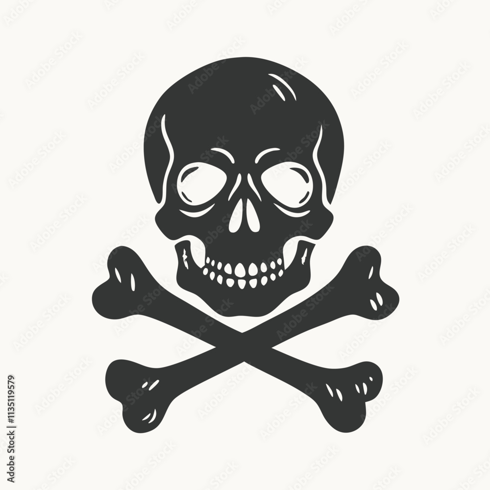 skull and two crossbones on a white isolated square background. Vector illustration. skull and two crossbones on a white isolated square background. Vector illustration.