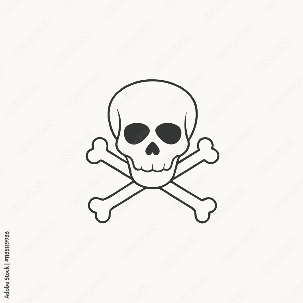 Halloween skull and crossbones black and white minimalistic vector illustration Halloween skull and crossbones black and white minimalistic vector illustration