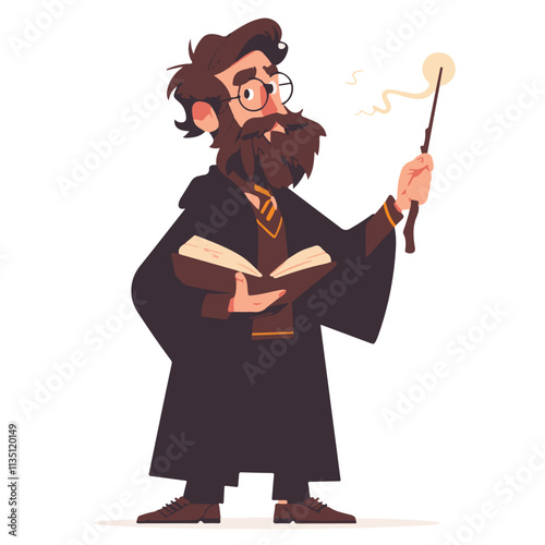 Illustration of a young male wizard