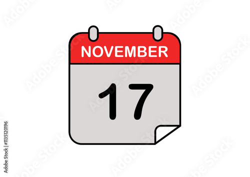 icône calendrier date - 17 novembre en anglais photo