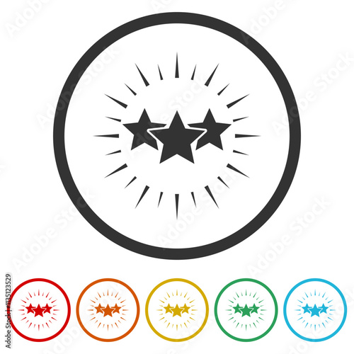 Excellence icon. Set icons in color circle buttons