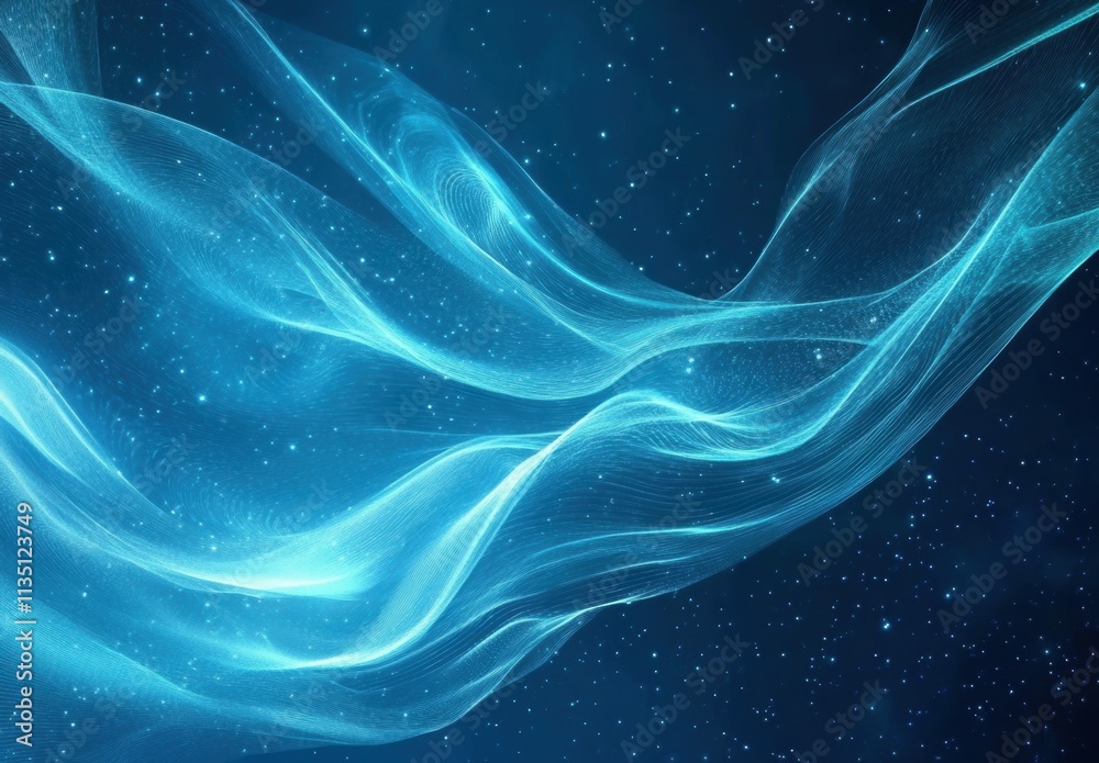 Flowing Abstract Waves of Light Against a Deep Blue Background Flowing Abstract Waves of Light Against a Deep Blue Background