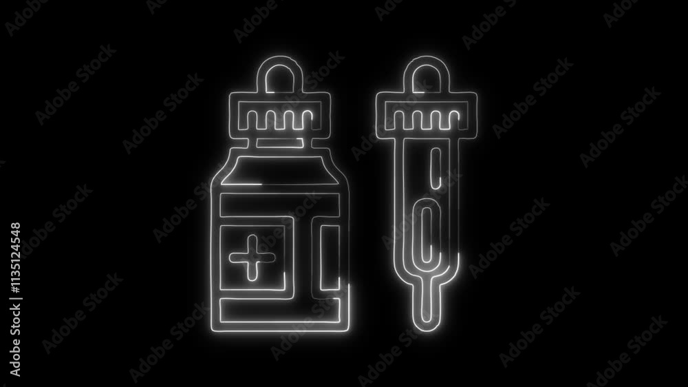 Glowing neon Eye Drops icon isolated on black background. HD Video motion graphic animation Glowing neon Eye Drops icon isolated on black background. HD Video motion graphic animation