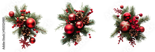 Set of A close-up view of a beautiful blue Christmas tree ball with intricate silver ornaments on transparent png background