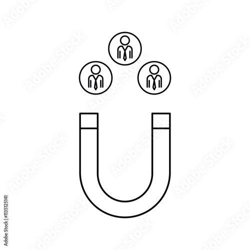 customer retention line icon with a magnet