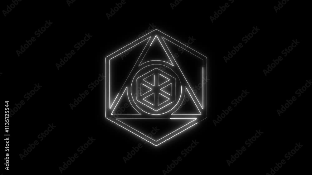 Glowing neon Geometry icon isolated on black background. HD Video motion graphic animation Glowing neon Geometry icon isolated on black background. HD Video motion graphic animation