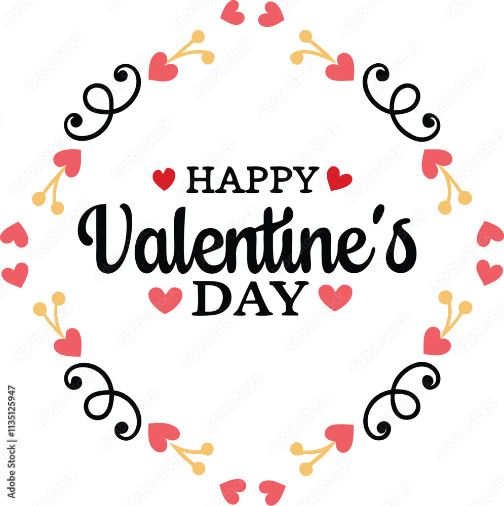 Happy valentine day typography design on white background Happy valentine day typography design on white background