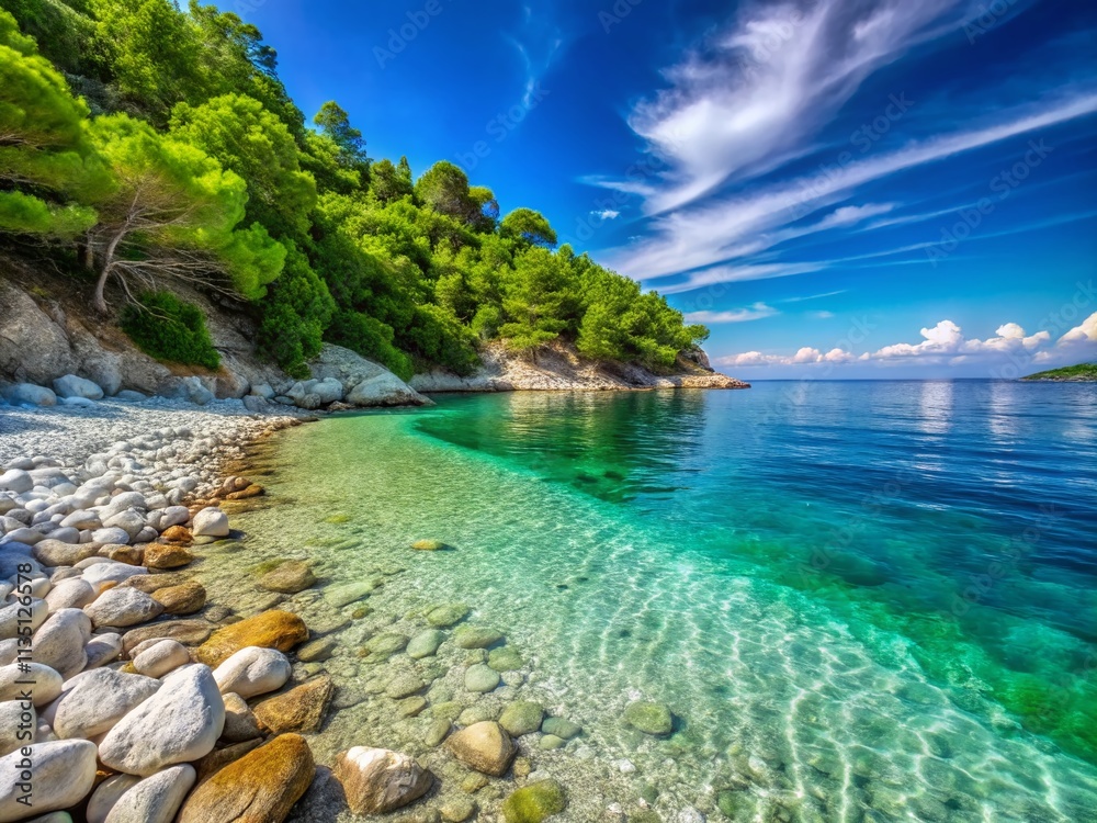 Scenic View of Marble Beach on Hvar Island, Dalmatia - Breathtaking Landscape Photography Capturing Nature's Beauty in Croatia's Stunning Coastal Region Scenic View of Marble Beach on Hvar Island, Dalmatia - Breathtaking Landscape Photography Capturing Nature's Beauty in Croatia's Stunning Coastal Region